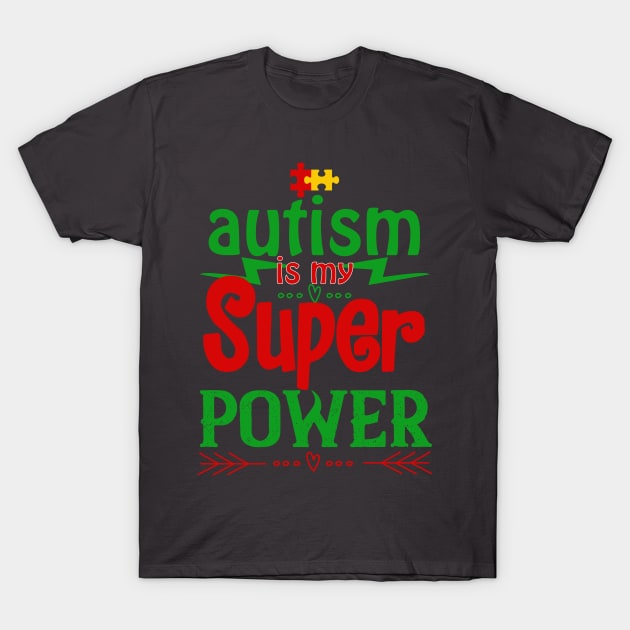 Autism Is My Super Power Unique Abilities Shining A Light On Autism Puzzle Piece T-Shirt by All About Midnight Co